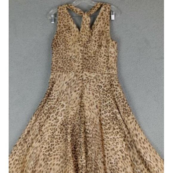 Scene By Donna Ricco Size M Leopard Print Flowy Halter Dress Silk Lining - Picture 4 of 10